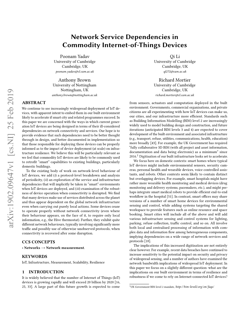 Network Service Dependencies in Commodity Internet-Of-Things Devices