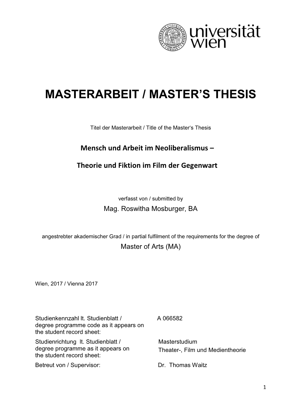 Masterarbeit / Master's Thesis