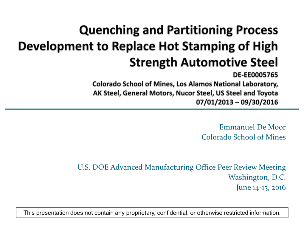 Quenching and Partitioning Process Development to Replace Hot