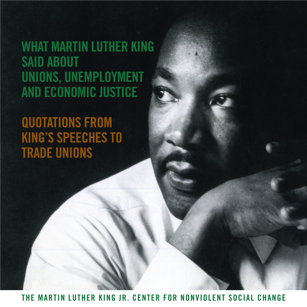 Martin Luther King Speeches on Unions and Labor