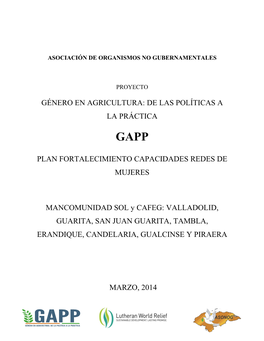 Género En Agricultura: De Las Políticas a La Práctica Gapp