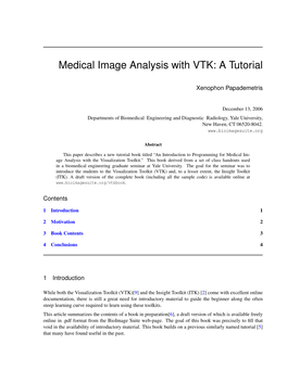 Medical Image Analysis with VTK: a Tutorial