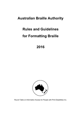 ABA Rules and Guidelines for Formatting Braille
