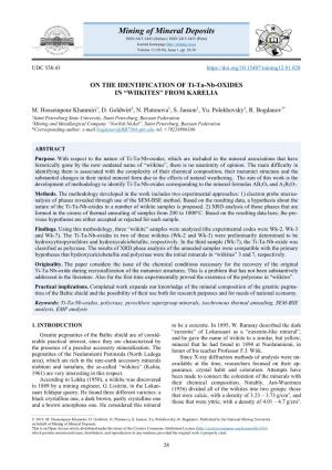 PDF-2 ICOO, 2011) – Preliminary Identification of Metamict Minerals