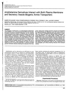 Amphetamine Derivatives Interact with Both Plasma Membrane and Secretory Vesicle Biogenic Amine Transporters