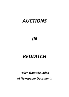 Auctions in Redditch” Documents Which Gives an Overall View of Life in Redditch Through the Years