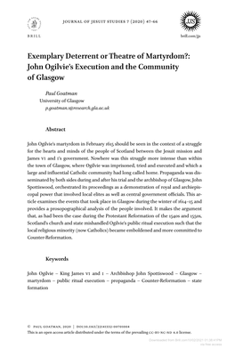 John Ogilvie's Execution and the Community of Glasgow
