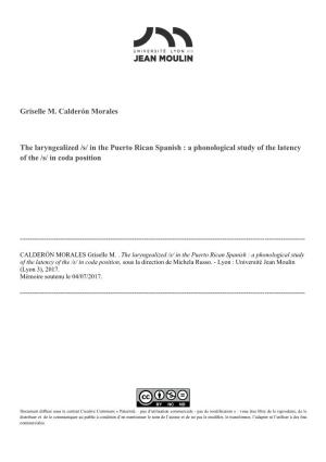 In the Puerto Rican Spanish : a Phonological Study of the Latency of the /S/ in Coda Position