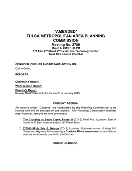 AMENDED* TULSA METROPOLITAN AREA PLANNING COMMISSION Meeting No
