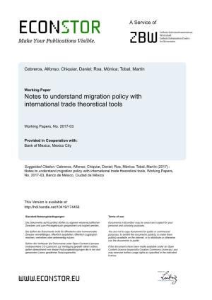 Notes to Understand Migration Policy with International Trade Theoretical Tools