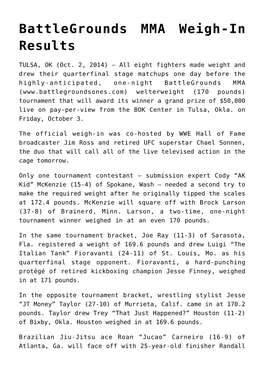 Battlegrounds MMA Weigh-In Results