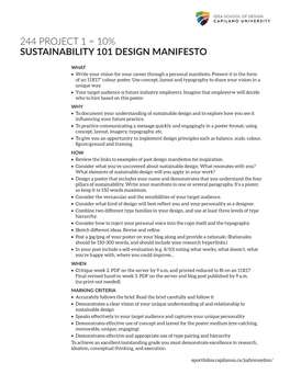 244 Project 1 = 10% Sustainability 101 Design Manifesto