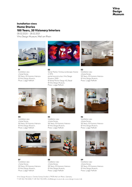 Home Stories 100 Years, 20 Visionary Interiors 08.02.2020 – 28.02.2021 Vitra Design Museum, Weil Am Rhein