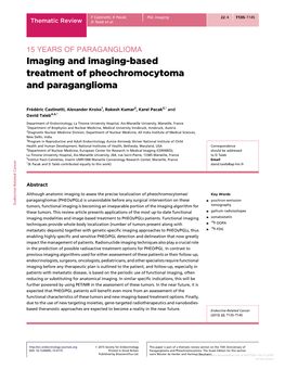 Imaging and Imaging-Based Treatment of Pheochromocytoma and Paraganglioma