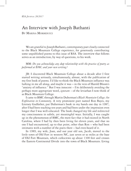 An Interview with Joseph Bathanti by Marina Morbiducci