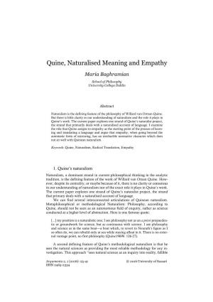 Quine, Naturalised Meaning and Empathy