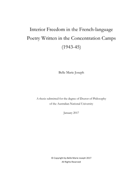 Interior Freedom in the French-Language Poetry Written in the Concentration Camps (1943-45)