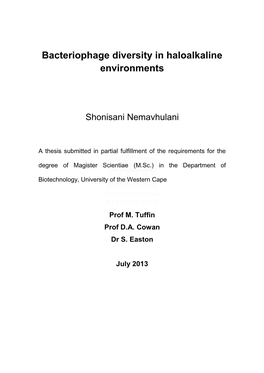 Bacteriophage Diversity in Haloalkaline Environments