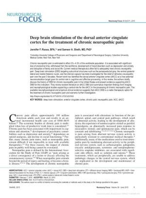Deep Brain Stimulation of the Dorsal Anterior Cingulate Cortex for the Treatment of Chronic Neuropathic Pain