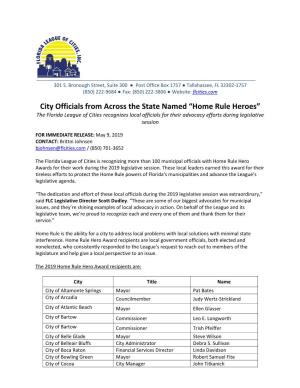 City Officials from Across the State Named “Home Rule Heroes”