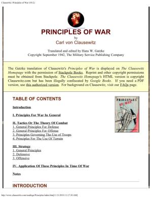Clausewitz: Principles of War (1812)