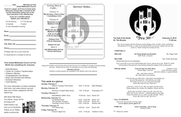 Sermon Notes... If You’Re a Guest, We’D Love to Know More FUMC