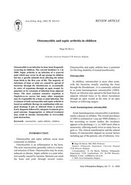 REVIEW ARTICLE Osteomyelitis and Septic Arthritis in Children