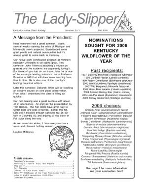 Fall 2005 1 the Lady-Slipper