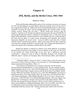 Chapter 11 JFK, Berlin, and the Berlin Crises, 1961-1963