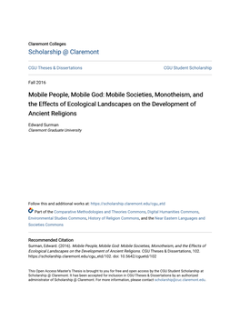Mobile People, Mobile God: Mobile Societies, Monotheism, and the Effects of Ecological Landscapes on the Development of Ancient Religions