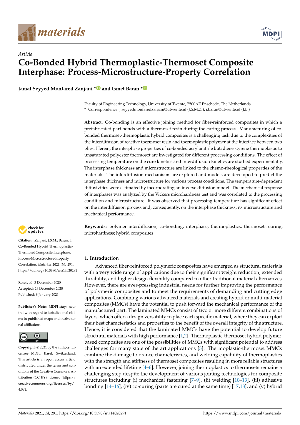 Co-Bonded Hybrid Thermoplastic-Thermoset Composite Interphase: Process-Microstructure-Property Correlation