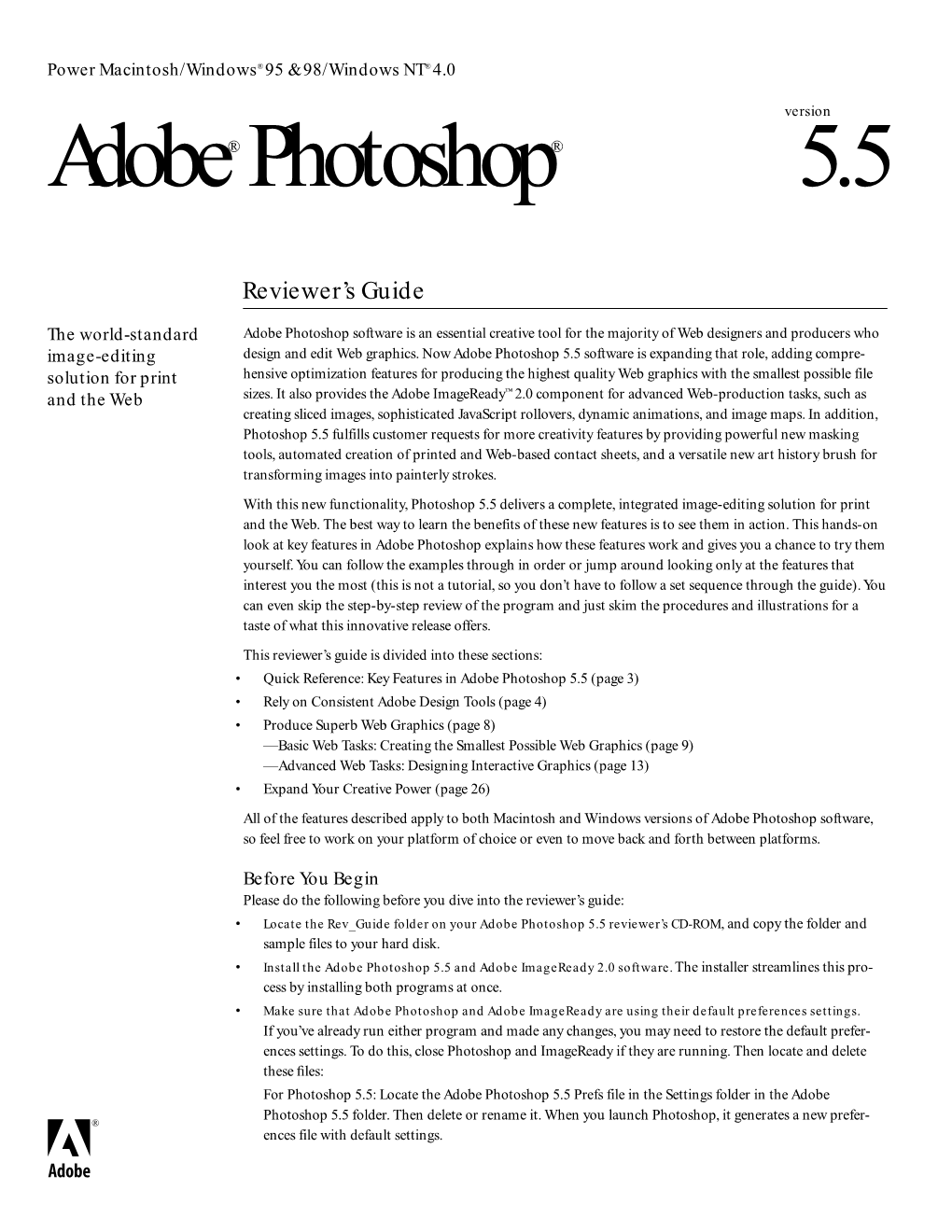 Adobe Photoshop 5.5 Reviewer's Guide