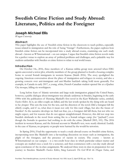 Swedish Crime Fiction and Study Abroad: Literature, Politics and the Foreigner