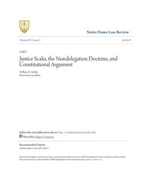 Justice Scalia, the Nondelegation Doctrine, and Constitutional Argument William K