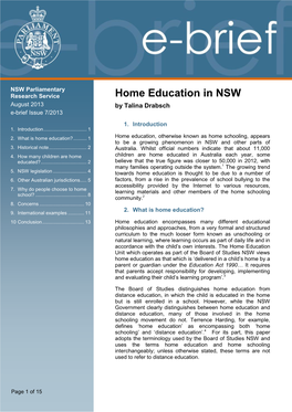 Home Education in NSW August 2013 by Talina Drabsch E-Brief Issue 7/2013