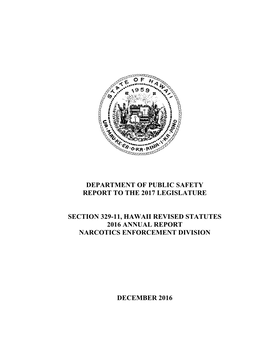 Department of Public Safety Report to the 2017 Legislature