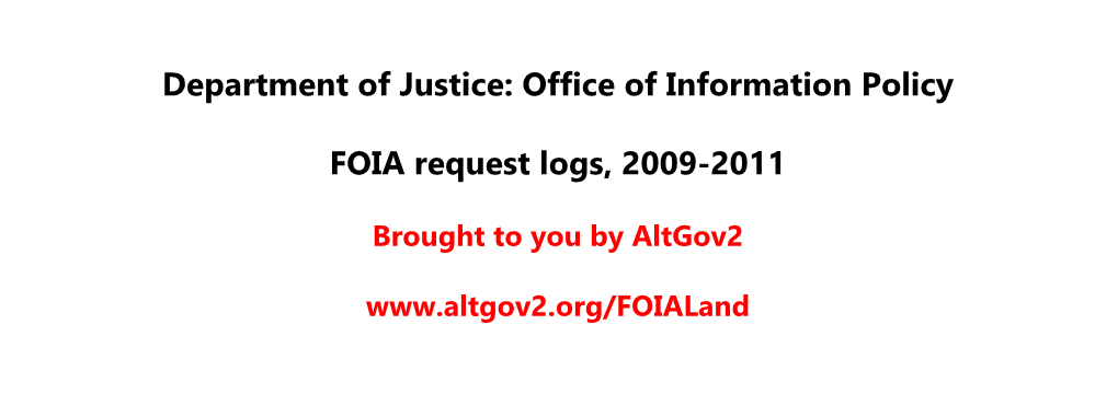 Department of Justice: Office of Information Policy FOIA Request