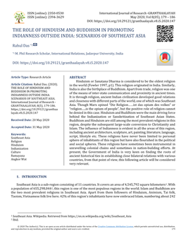 The Role of Hinduism and Buddhism in Promoting Indianness Outside India: Scenarios of Southeast Asia