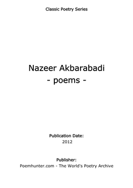 Nazeer Akbarabadi - Poems