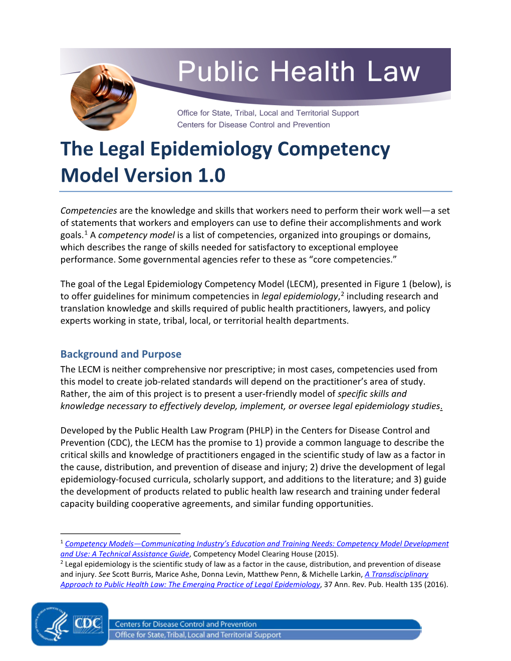 The Legal Epidemiology Competency Model Version 1.0