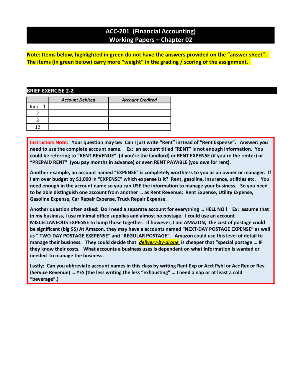 ACC-201 (Financial Accounting)