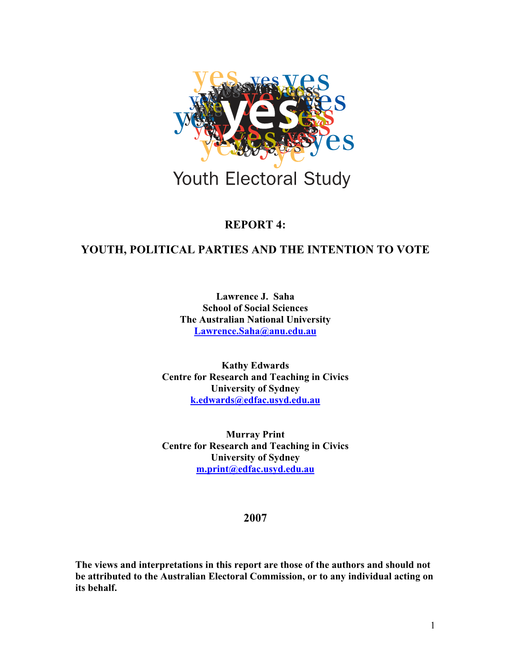 Youth, Political Parties and the Intention to Vote