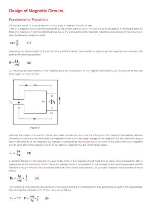 Design of Magnetic Circuits