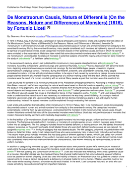 De Monstruorum Causis, Natura Et Differentiis (On the Reasons, Nature and Differences of Monsters) (1616), by Fortunio Liceti [1]