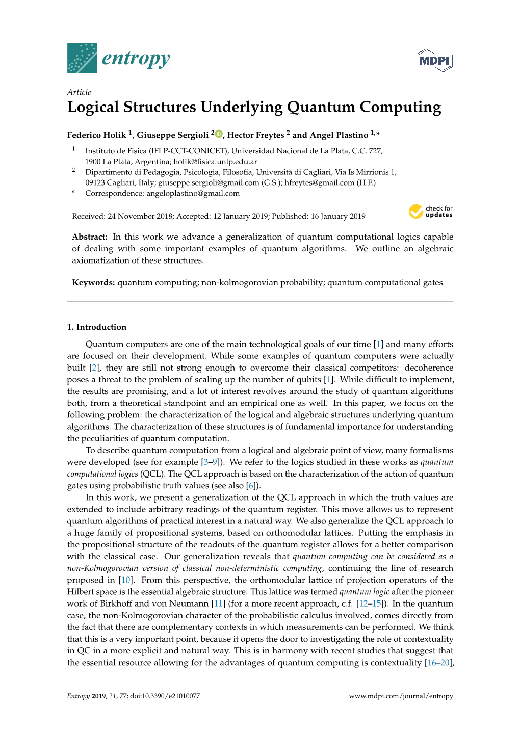 Logical Structures Underlying Quantum Computing