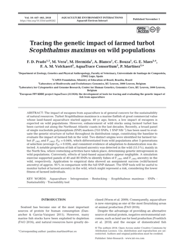 Tracing the Genetic Impact of Farmed Turbot Scophthalmus Maximus on Wild Populations