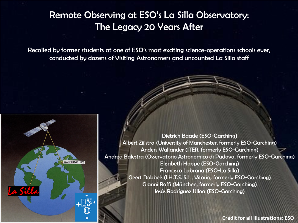 Remote Observing at ESO's La Silla Observatory