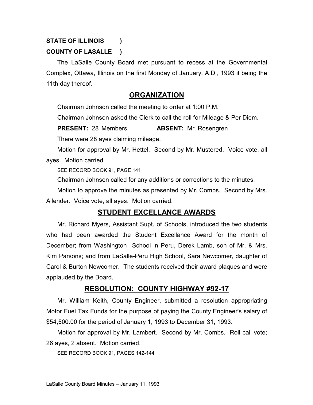 Lasalle County Board Minutes