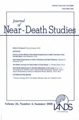 Near-Death Experiences in India: Prevalence and New Features " Satwant K