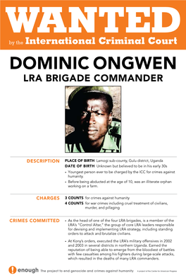 Dominic Ongwen LRA Brigade Commander